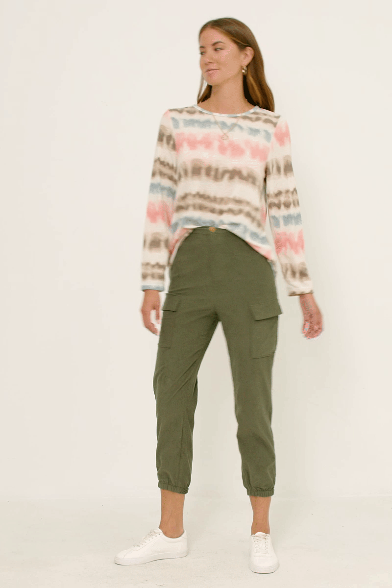 Washed Stripe Knit Long Sleeve Tee