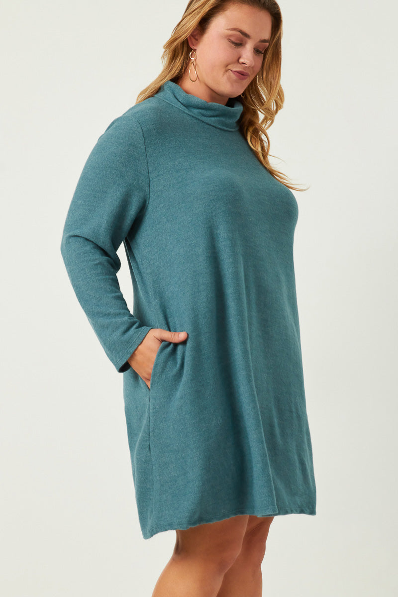 Turtle Neck Long Sleeve Dresses For Women | Boho Inspired Inclusive Outfits Teal / L Teal Women's Dresses T Shirt Dresses Hayden Los Angeles Turtle Neck Long Sleeve Dresses For Women | Boho Inspired Inclusive Outfits Teal / L Teal Women's Dresses T Shirt Dresses Hayden Los Angeles
