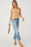 HDN4677W Mustard Plus Loose Knit Ribbed Button Back Tank Front