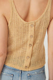 HDN4677W Mustard Plus Loose Knit Ribbed Button Back Tank Back