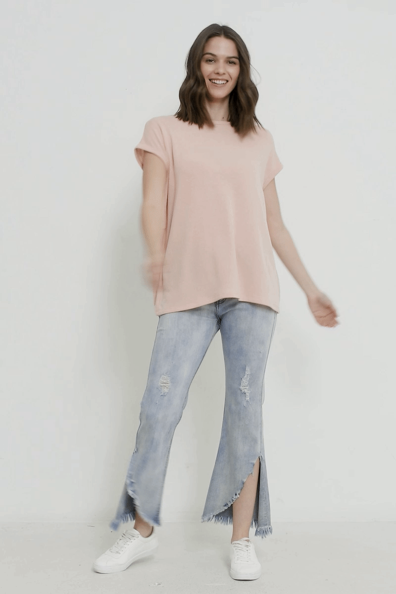 HDY2578 Lavender Womens Twist Back Sleeveless Knit Top Gif