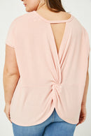 HDY2578 Blush Womens Twist Back Sleeveless Knit Top Pose