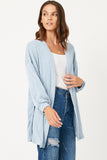 HDY2977 DENIM Womens Two Tone Ribbed Knit Open Cardigan Side