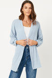 HDY2977W Denim Plus Two Tone Ribbed Knit Open Cardigan Front