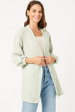HDY2977 SAGE Womens Two Tone Ribbed Knit Open Cardigan Detail