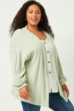HDY2977 Sage Womens Two Tone Ribbed Knit Open Cardigan Gif