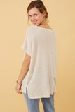 HDY5819W Blue Plus Wide Neck Loose Knit Pocket Slouchy Top Detail 2