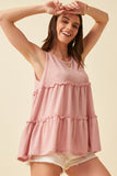Textured Knit Babydoll Tank