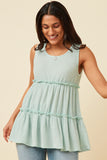 HDY5886W Pink Plus Textured Knit Babydoll Tank Pose