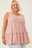 HDY5886 Sage Womens Textured Knit Babydoll Tank Back