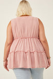 Textured Knit Babydoll Tank