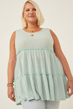 Textured Knit Babydoll Tank