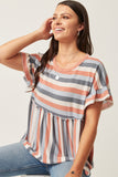 HDY5891 Mint Mix Womens Stripe Terry Babydoll Tee Back