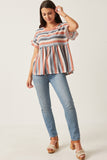 HDY5891W Mint Mix Plus Stripe Terry Babydoll Tee Front
