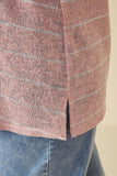 HDY7109W MAUVE Plus Loose Knit Striped Cowl Neck Tank Full Body