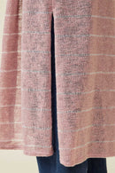 HDY7116 Blue Womens Loose Knit Striped Open Duster Full Body