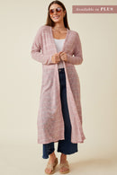 HDY7116 Blue Womens Loose Knit Striped Open Duster Front