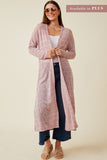 HDY7116 Blue Womens Loose Knit Striped Open Duster Front