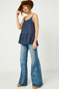 HJ1167W Off White Plus Tiered Cami Top Full Body