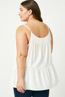 HJ1167 Off White Womens Tiered Cami Top Full Body