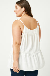 HJ1167 Off White Womens Tiered Cami Top Full Body