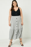 HJ3093 Heather Grey Womens Brushed Knit Button Down Skirt Full Body