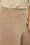 HJ3174 Mocha Womens Heathered Ribbed Wide Leg Knit Lounge Pants Side