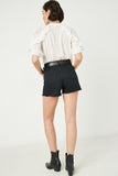 HJ3329W White Denim Plus Distressed Washed Color Denim Shorts Full Body