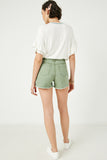 HJ3329W Olive Plus Distressed Washed Color Denim Shorts Full Body