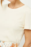 HJ3359 Mauve Womens Textured Rib Short Sleeve Knit Top Detail