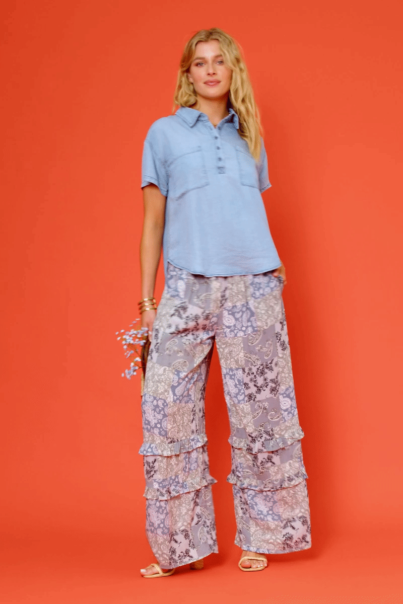 Washed Tencel Pocketed Collared Shirt