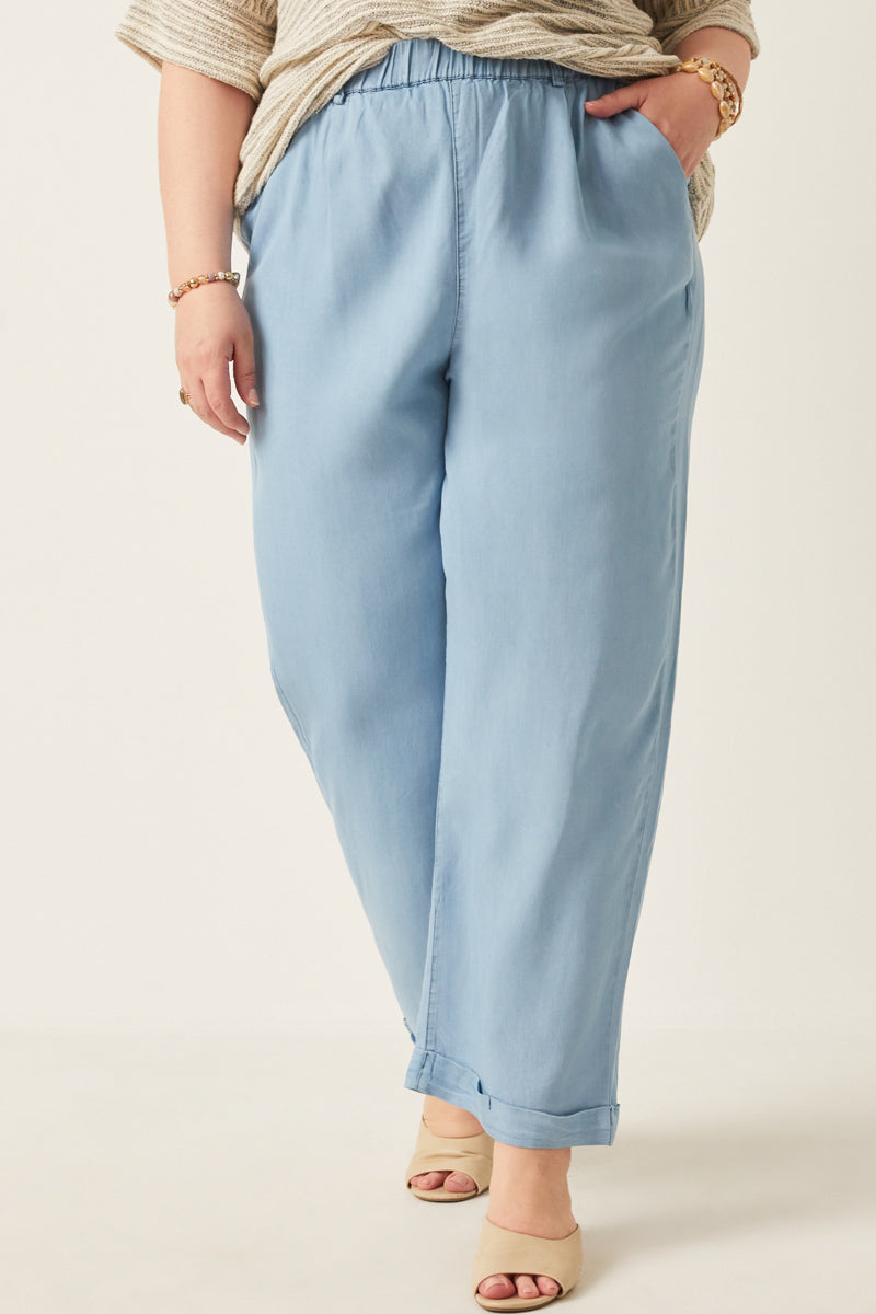 Elastic Waist Casual Dress Pants | Boho Inspired Inclusive Outfits Light Denim / L Light Denim *Women's Bottoms Casual Pants Hayden Los Angeles Elastic Waist Casual Dress Pants | Boho Inspired Inclusive Outfits Light Denim / L Light Denim *Women's Bottoms Casual Pants Hayden Los Angeles