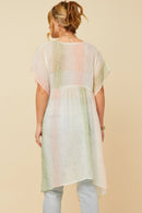 HK1032W Blush Plus Ombre Printed Embossed Chiffon Flowy Kimono Front