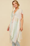 HK1032W Blush Plus Ombre Printed Embossed Chiffon Flowy Kimono Side