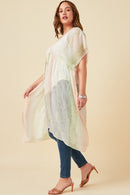 HK1032 Blush Womens Ombre Printed Embossed Chiffon Flowy Kimono Side