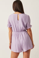 HK1040W Lavender Plus Textured Crochet Lace Detail Romper Back