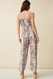 HK1083 Snake Womens Suprlice Tied Wide Leg Snake Print Jumpsuit Back
