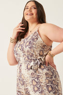 HK1083W Snake Plus Surplice Tied Wide Leg Snake Print Jumpsuit Full Body