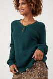 Distressed Button Down Sweater