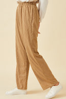 HK1173 TAUPE Plus Textured Elastic aist ideleg Pants Side