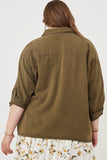 HK1191W Charcoal Plus Garment Dyed Tencel Button Up Shirt Front