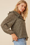 Ditsy Floral Long Sleeve Ruffle Bibbed Top