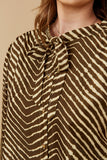 HK1331 Mocha Womens Animal Print Long Sleeve Tie Detail Shirt Alternate Angle