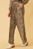 HK1332W Mocha Plus Animal Print Pleated Detail Wide Leg Pants Back