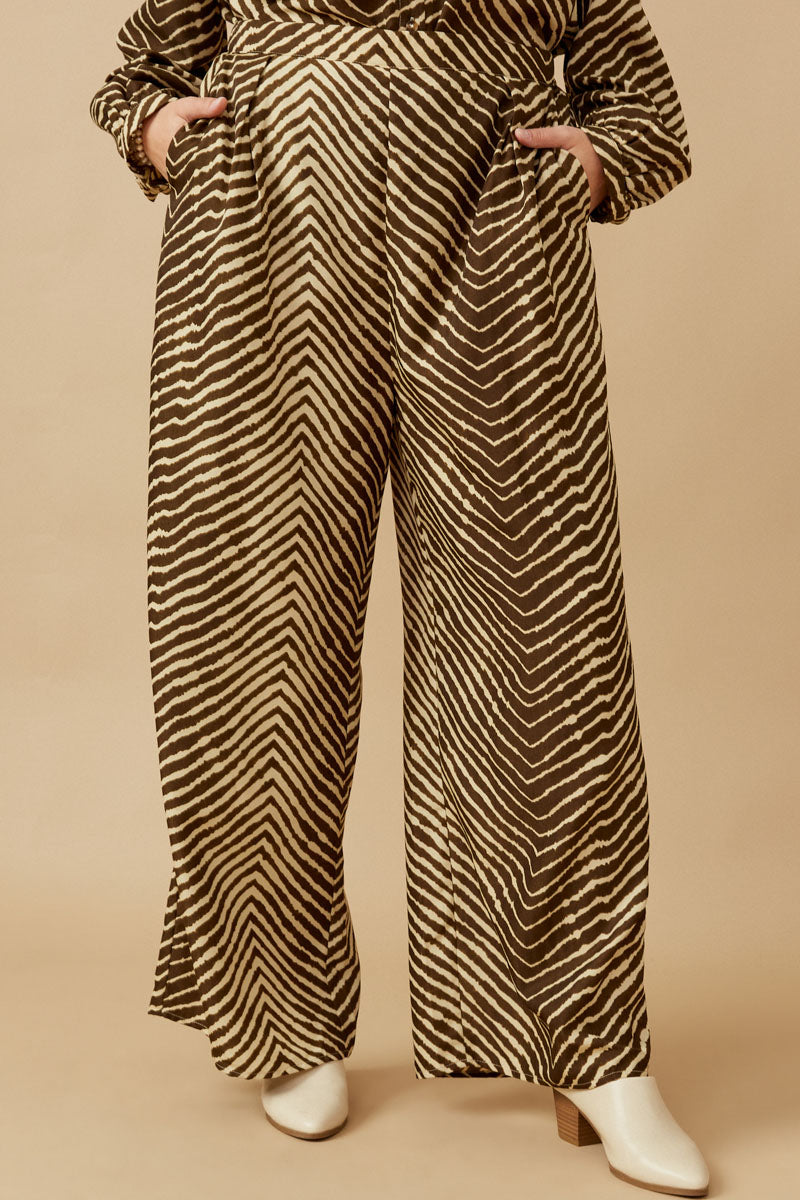 Animal Print Pleated Detail Wide Leg Pants