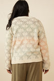 HK1343 Coral Mix Womens Ombre Checkered Cropped Button Cardigan Gif