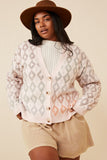 Womens Ombre Diamond Cropped Button Cardigan