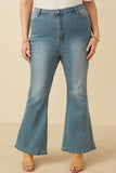 Flared Elastic Waist Stretch Denim Jeans