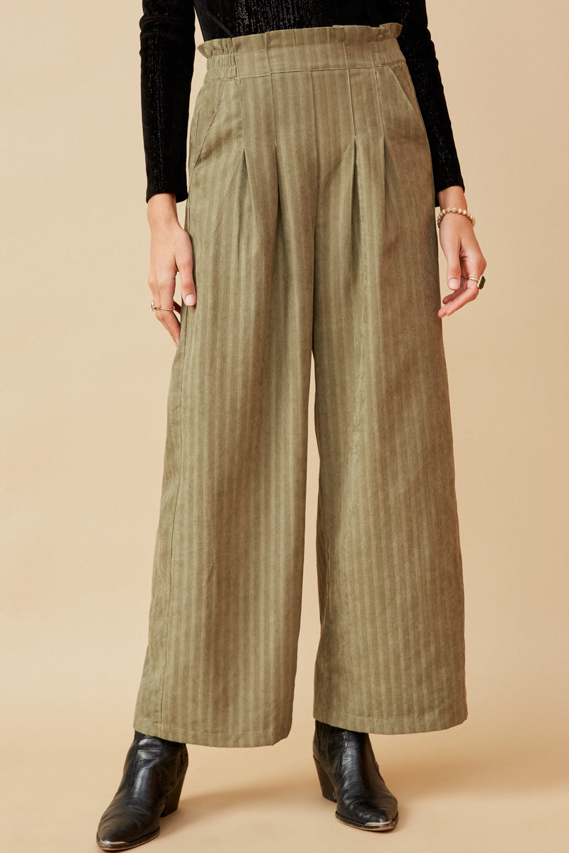 Paperbag Waist Striped Wide Leg Pants