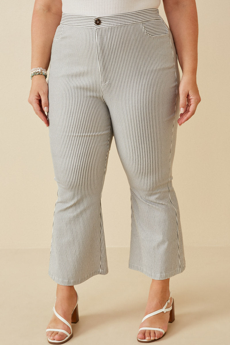 Stretch Pinstripe Flared Pants
